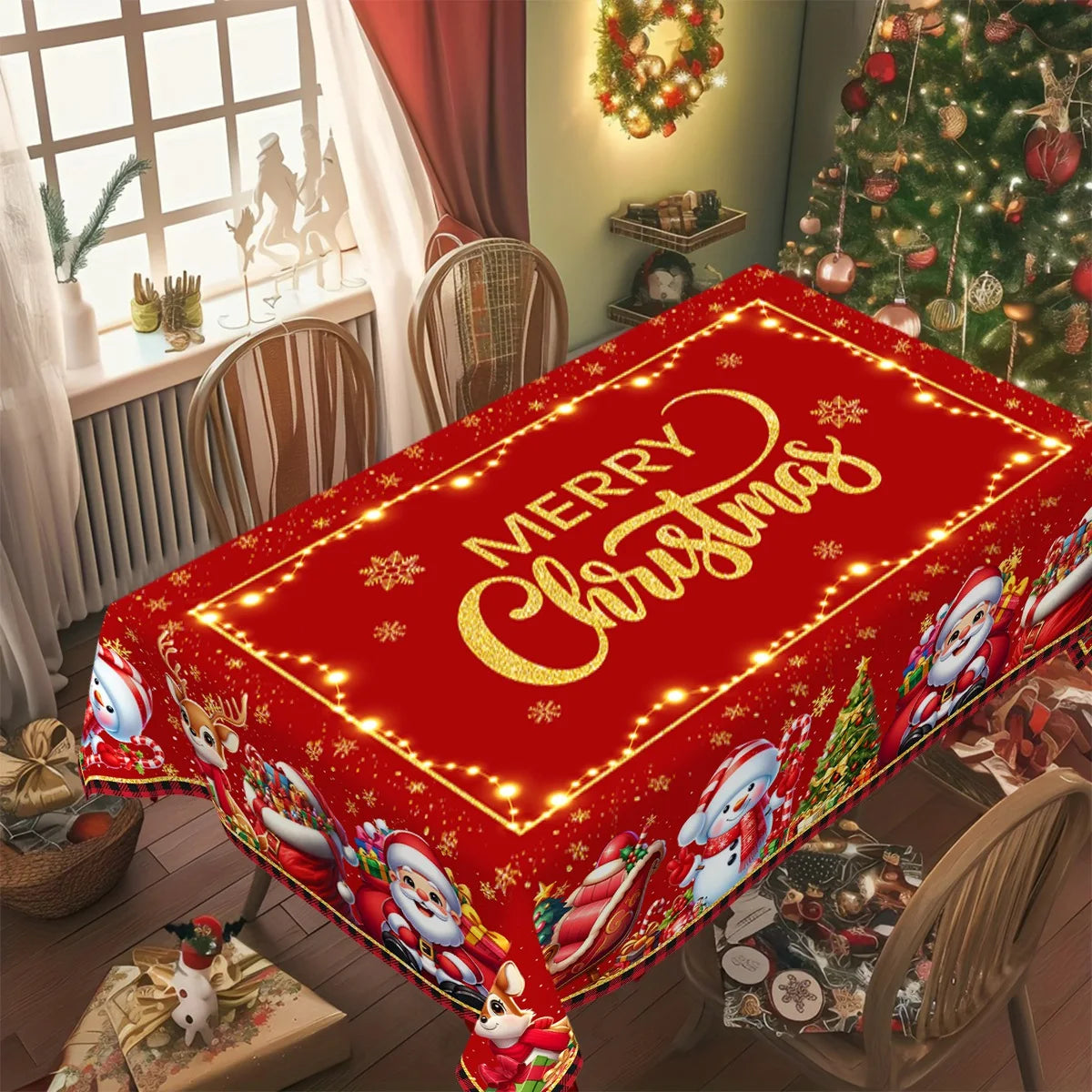 Christmas Santa Claus Tablecloth Merry Christmas Decoration For Home 2025 Navidad Kerst Noel Xmas Table Decor New Year 2026 Gift