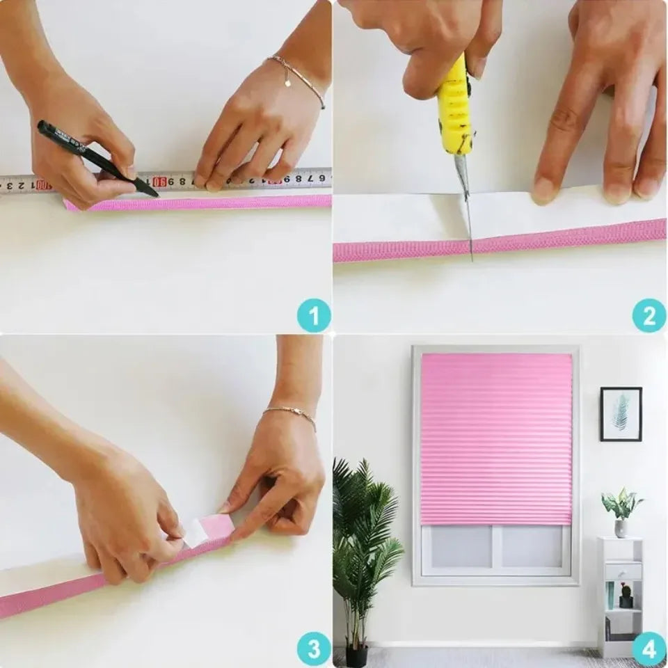 1Pc Shades Self-adhesive Half Windows Nonwoven Folding Curtain Bathroom Balcony Living Room Balcony Curtains Pleated Blinds