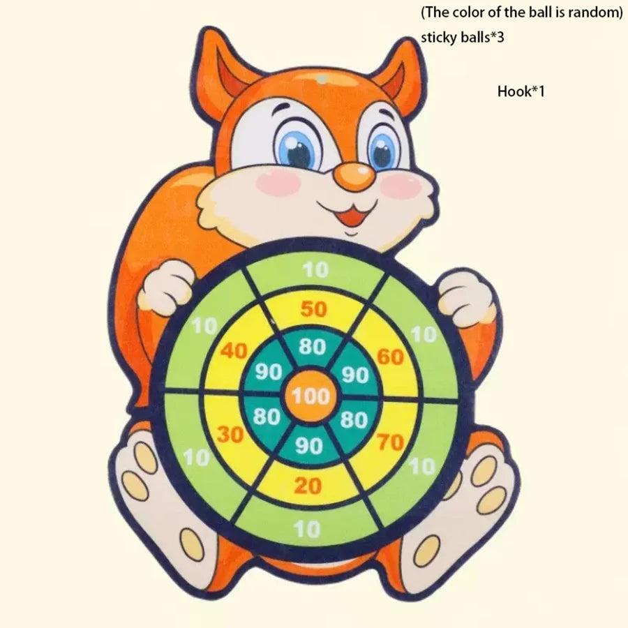 1set- Dart Board for Kids with 3 Sticky Balls Indoor Outdoor Sport Party Games Cartoon Animal Dart Board Toys Christmas Gift