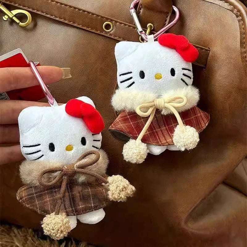Kawaii Hello Kitty Keychain Cute Cartoon Bag Pendant Plush Doll Charms Car Key Ring Backpack Accessories Women Girl Gifts
