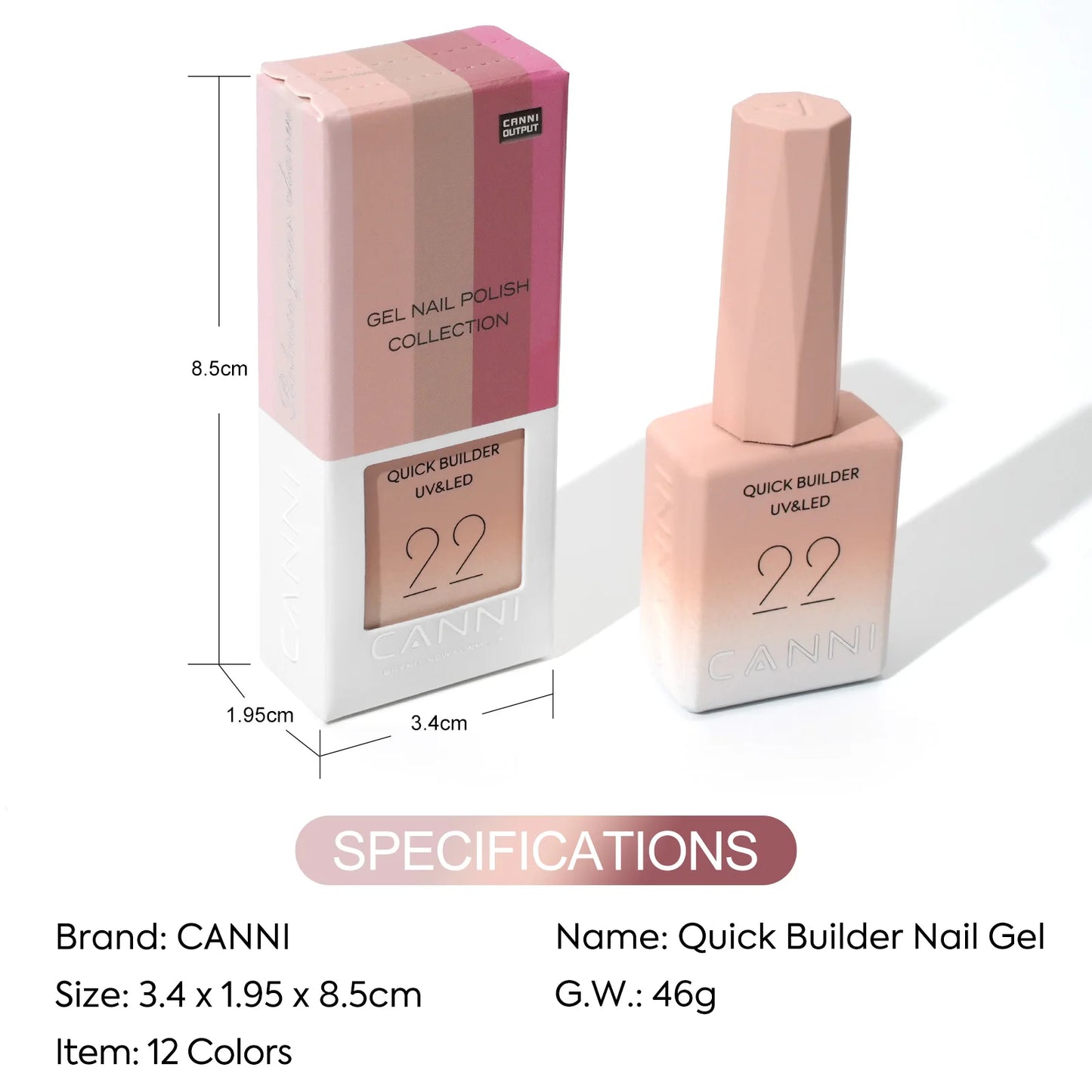 CANNI Nail Gel Polish HEMA/TPO FREE Extension UV Gel Builder Nail Gel In Bottle Semi Permanent Rubber Base Self-leveling Gel
