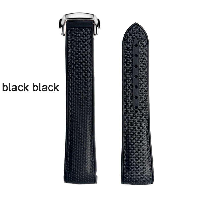 Curved End Strap 20mm for Omega X Swatch Joint MoonSwatch Sport Silicone Rubber Folding Buckle Watch Band for Seamaster 300