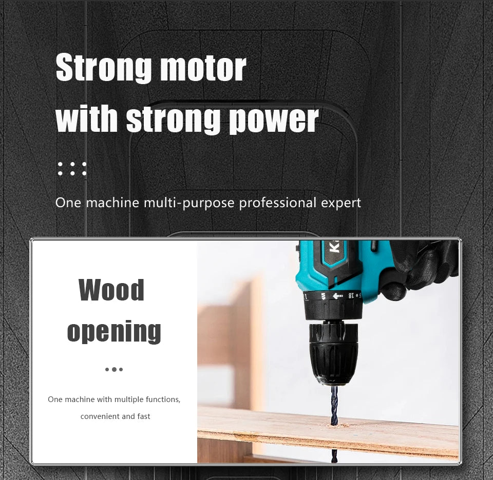 Kamolee 10mmElectric hand drill impact drill household small pistol drill multifunctional rechargeable electric screwdriver tool