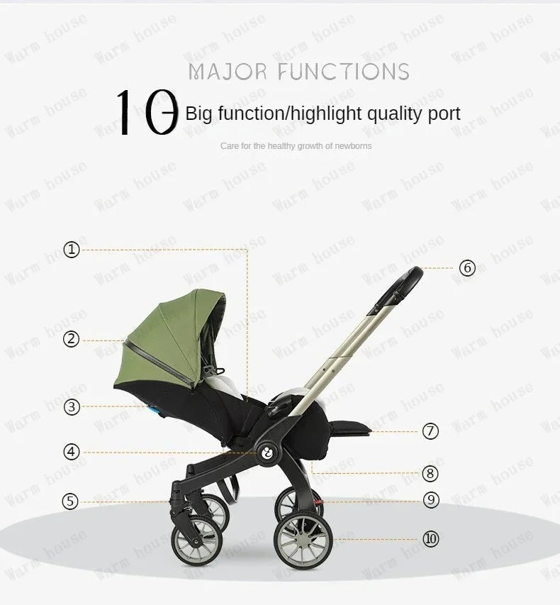 EU STOCK Foldable Lightweight baby stroller Multifunctional Four Wheels poussette bebe 3 en 1 Portable baby wagon