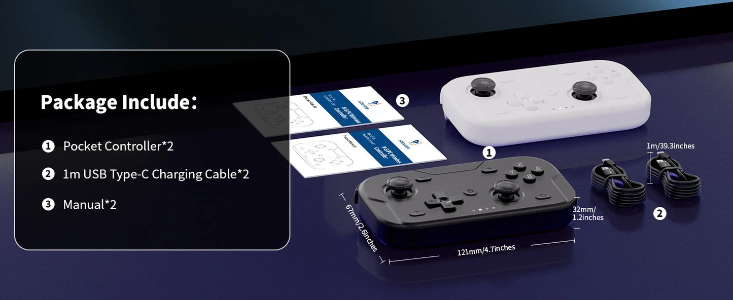 AceGamer Pocket Game Controller Portable Hall Joysticks 1000Hz Bluetooth Gamepad for Switch/Switch2/Android/iOS/PC/Steamdeck