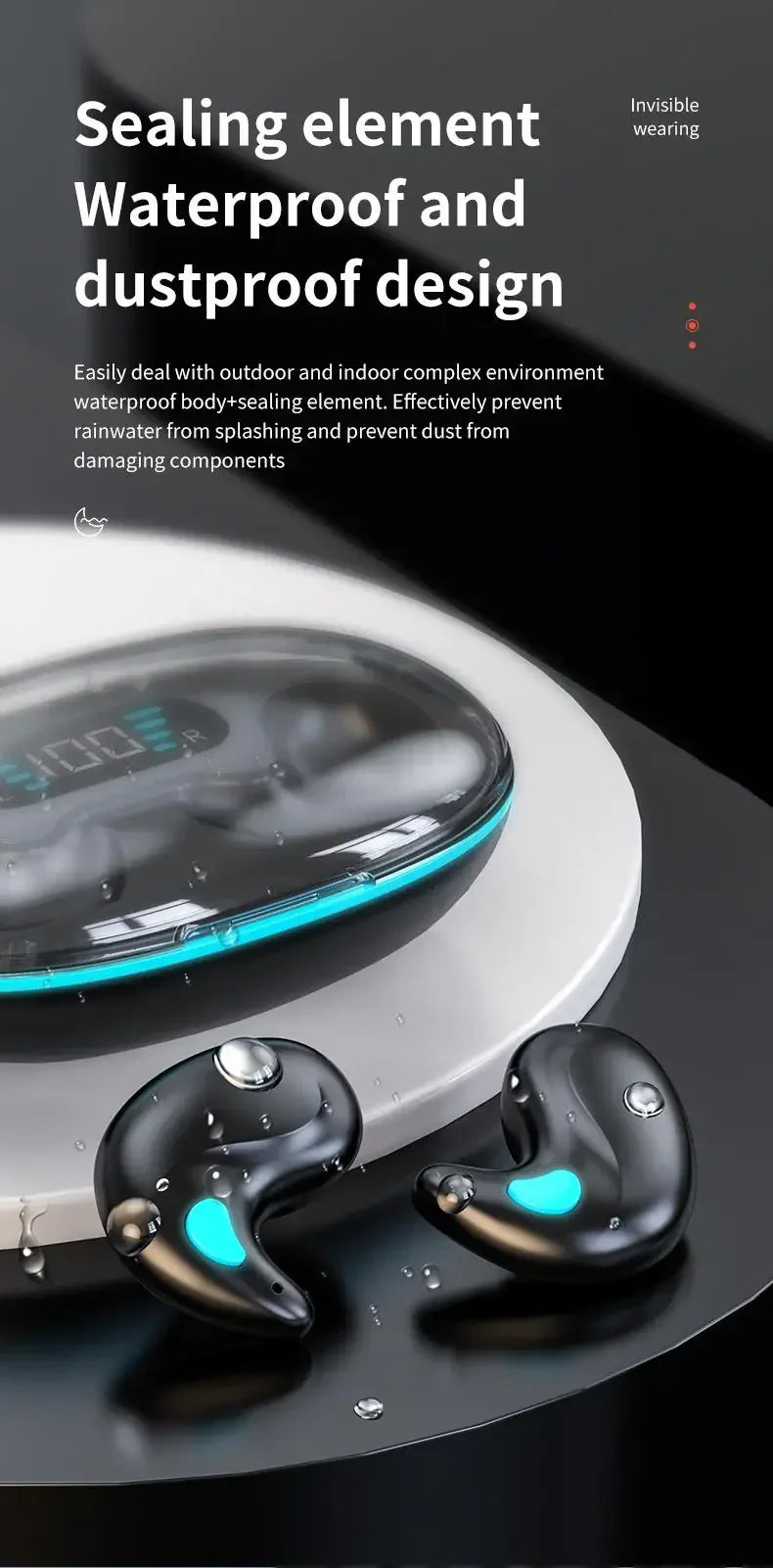 X55 Invisible Sleep Wireless Earphone TWS Bluetooth 5.3 Headphones Hidden Earbuds IPX5 Waterproof Noise Reduction Sports Headset
