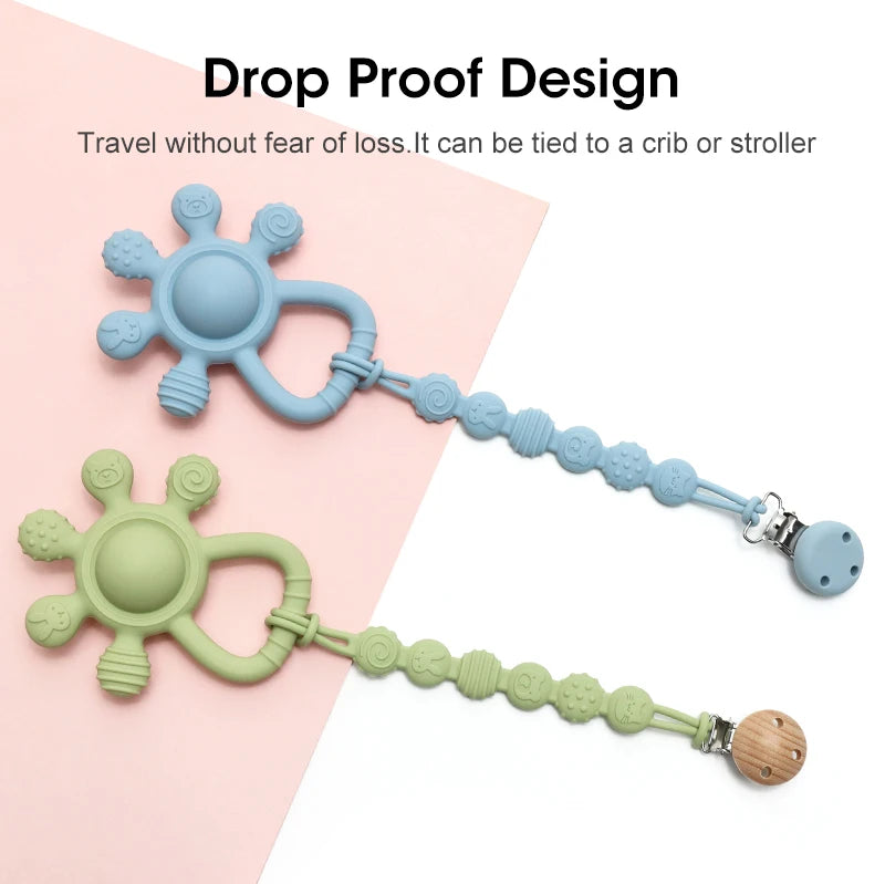 New Teething Silicone Palm Rattle Teether Bunny - Safe Baby Chew Toys for Soothing Sore Gums