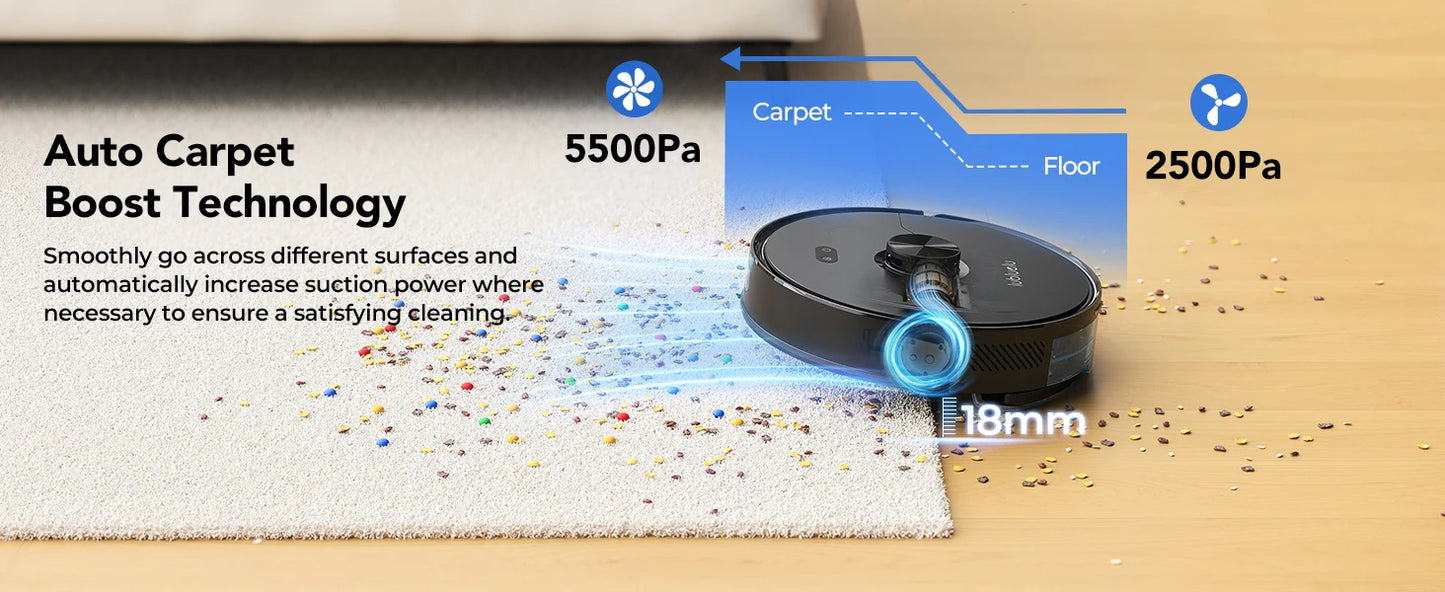Lubluelu L15 Ultra  Robot Vacuum Mop Combo 5500Pa Robot Vacuum Auto-Charging  5 Maps 24 No-go Zones 3 In 1 Robot Vacuum Cleaner