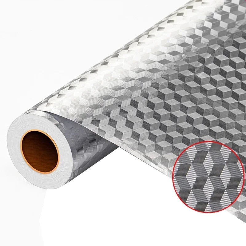 1/3/5M Kitchen Oil-proof Sticker Heat-resistant Aluminum Foil Wallpaper for Kitchen Stove Cabinet DIY Self Adhesive Sticker