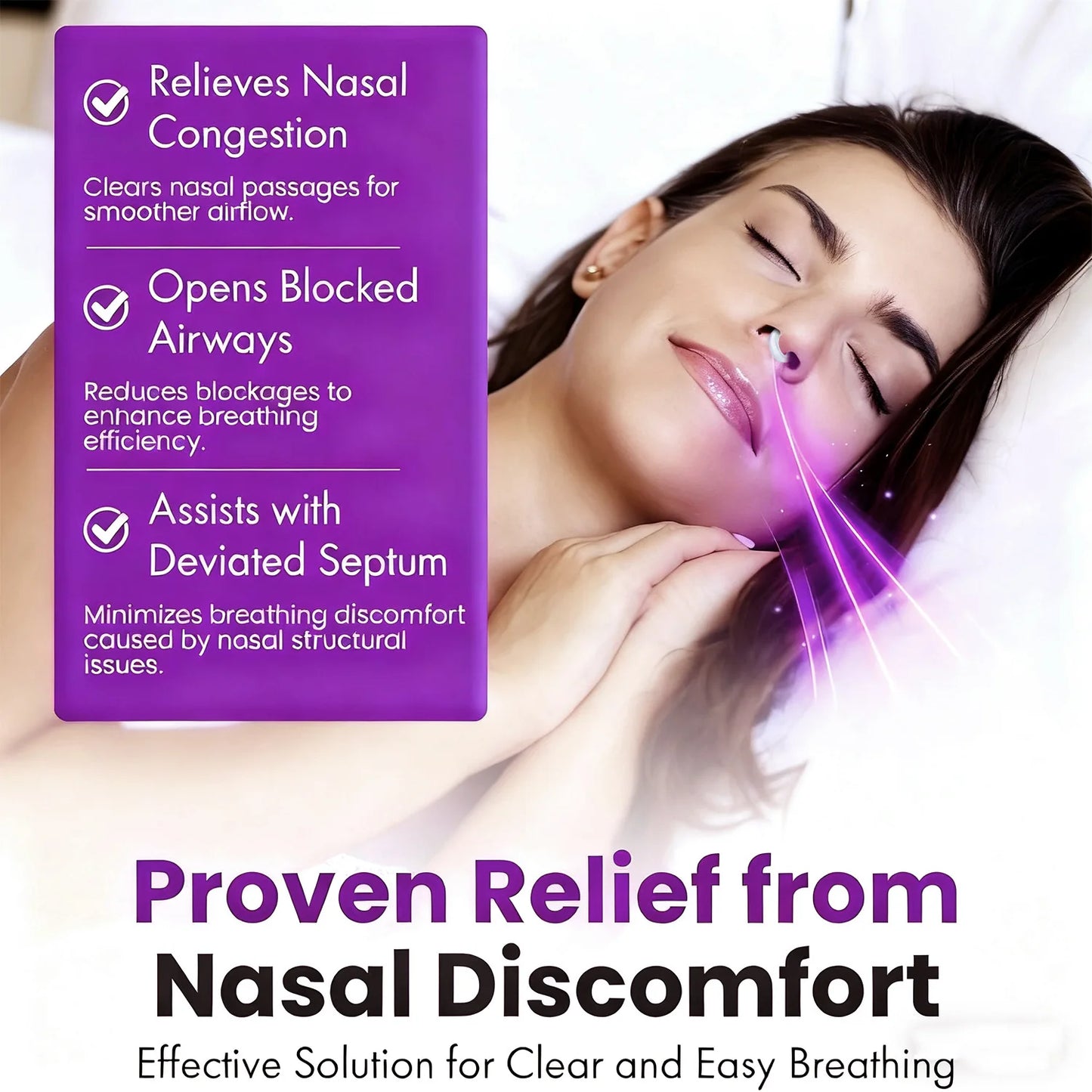 3 Sizes Silicone Anti Snoring Nose Clip Elastic Nasal Dilator for Better Sleep Improved Airflow Travel Home Use Comfort
