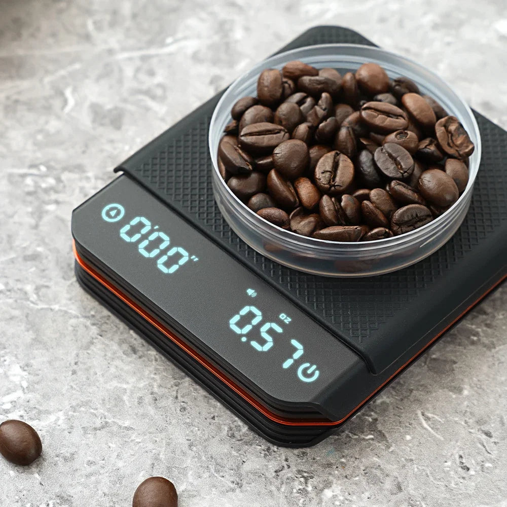Mini Portable Digital Coffee Scale 2kg/1g Rechargeable High Precision LED Kitchen Scale with Timer for Hand Pour over Coffee