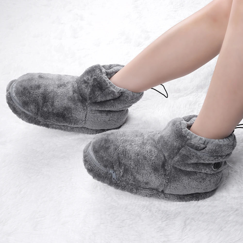 USB Heater Shoes Men Women Winter Warm Snow Boots Foot Warmer Plush Heating Rechargeable Slippers Electric Heated Shoes Feetwear
