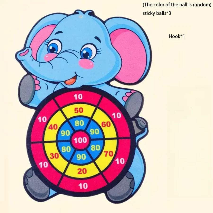 1set- Dart Board for Kids with 3 Sticky Balls Indoor Outdoor Sport Party Games Cartoon Animal Dart Board Toys Christmas Gift