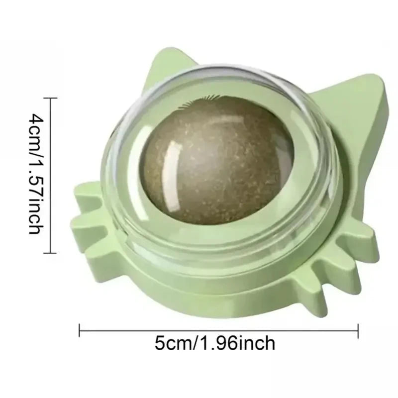 Rotatable Catnip Ball Toy Wall Stick-on Natural Cat Sugar Licking Toy Healthy Digestive Care for Cats