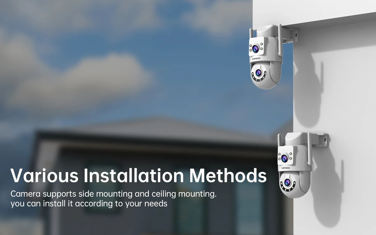 Lenovo Outdoor Security Camera 4K HD IP Camera  with Dual Lens PTZ Color Night Vision CCTV Video Surveillance Protection