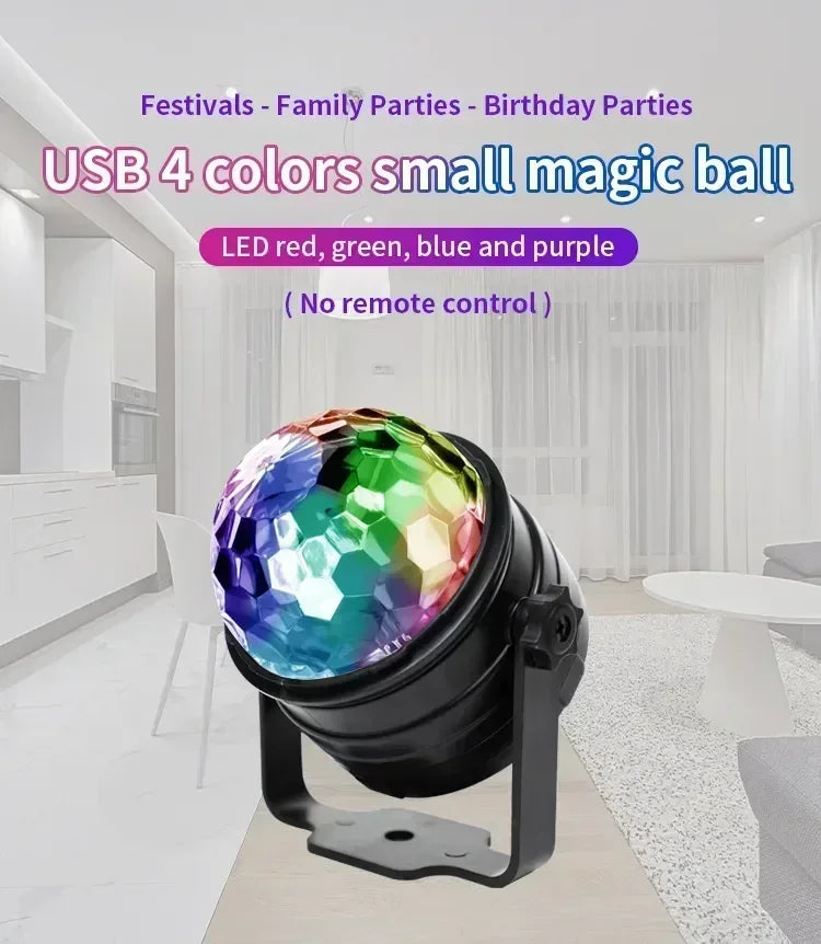 RGB LED Stage Disco Light Rotating DJ Ball Strobe Sound Control Magic Dance Car Christmas Gift Party Club Laser Show Lamp Party