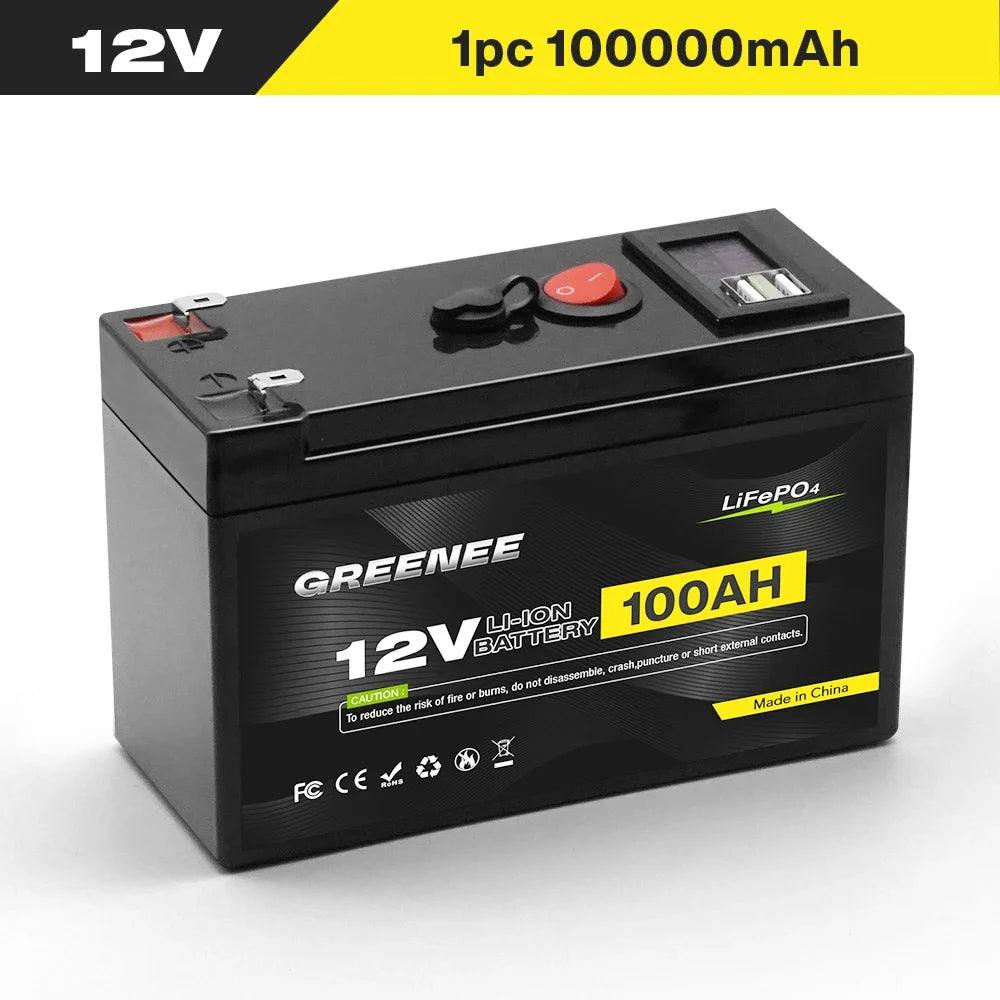 12V 150Ah Lithium LiFePO4 Deep Cycle Battery, 4000+ Cycles Rechargeable Battery, Lithium Iron Phosphate for Solar/Wind Power