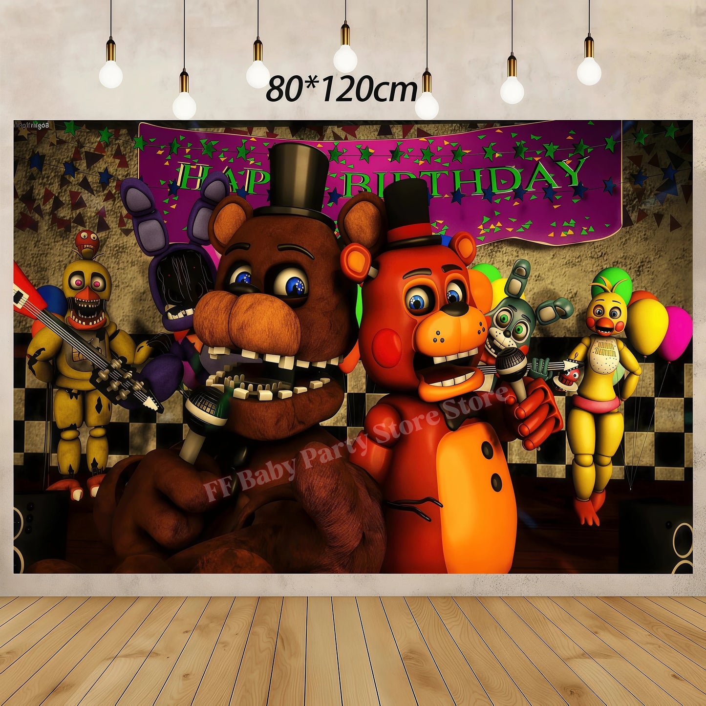 Five Nights Bear Birthday Party Decorations Plate Cup Backdrop Freddyed Balloon for Kids Party Favors FNAFs Event Supplies Gifts
