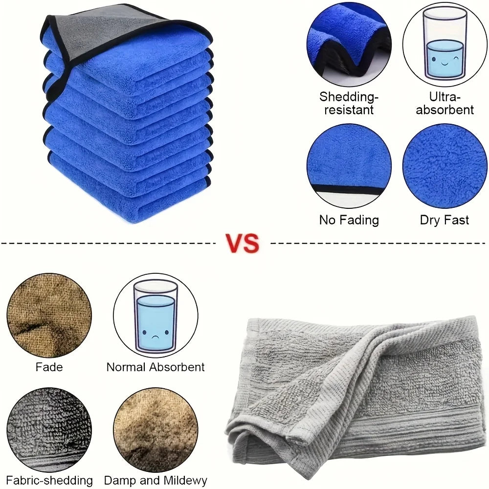 1-10pcs Microfiber Car Cleaning Towels Ultra Absorbent Car Drying Cloth Auto Detailing Washing Towel Father's Day Gift For Dad