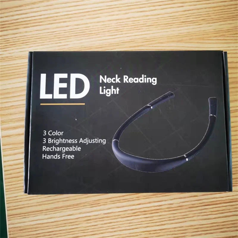 LED Neck Reading Light Flexible Book Lamp 3 Colors Brightness Adjustable Rechargeable for Reading Knitting Repairing Lighting