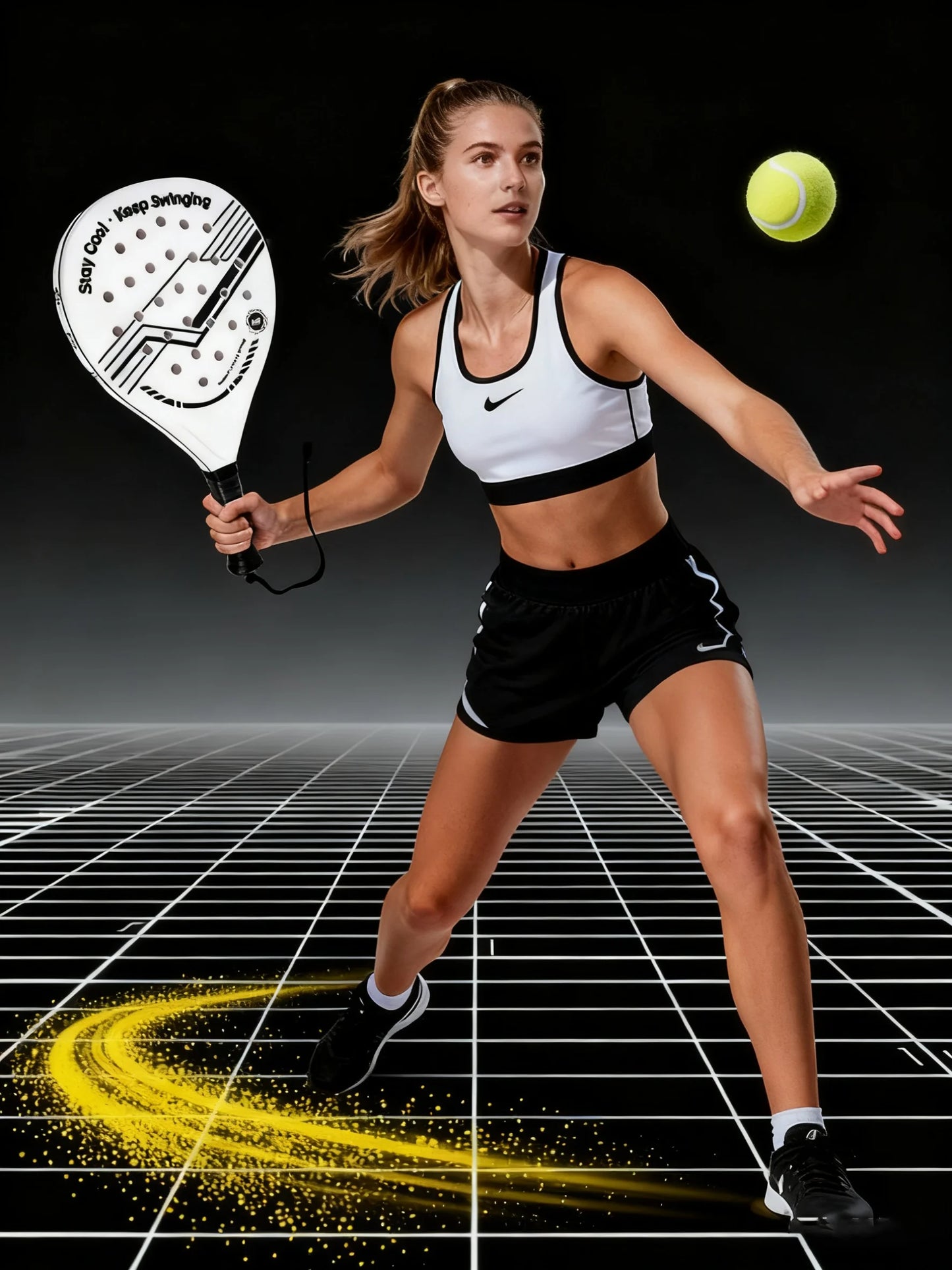 Lightweight Padel Racquet Carbon Fiber Surface with EVA Memory Flex Foam Core for Beginner to Intermediate Players