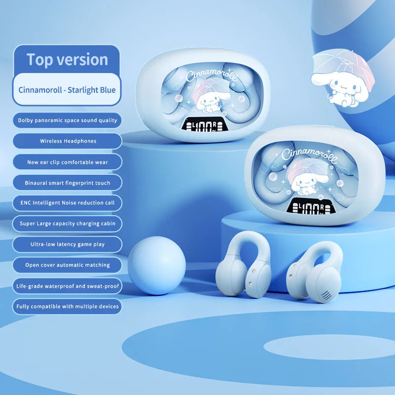 X53 Wireless Headphones Bluetooth Headset Smart Digital Display Volume Adjustment Cute Cartoon Ear Clip Wearing Comfortable