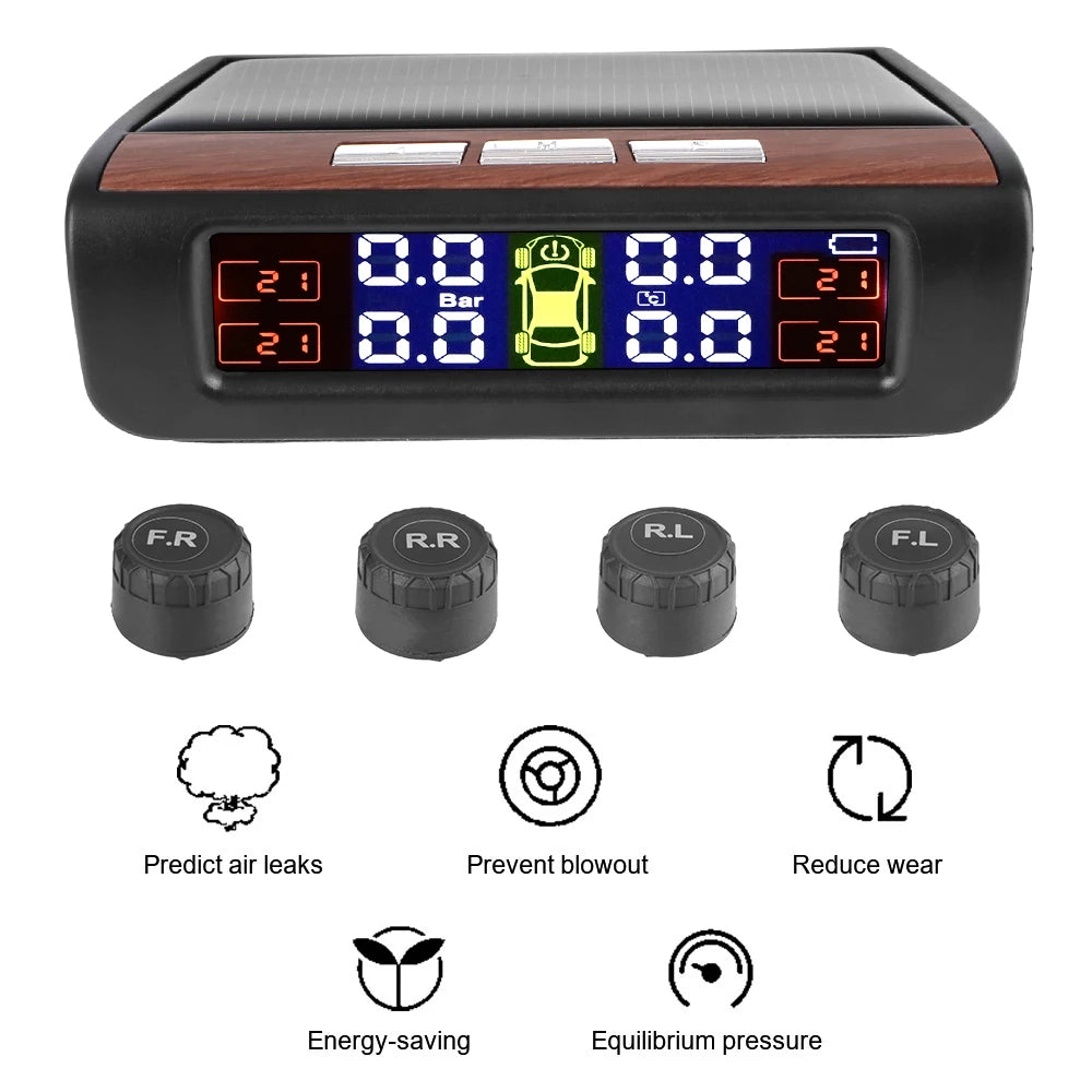 Tire Pressure Monitoring System Temperature Warning New C External Battery Version Sensors Solar TPMS Car Tyre Pressure Monitor