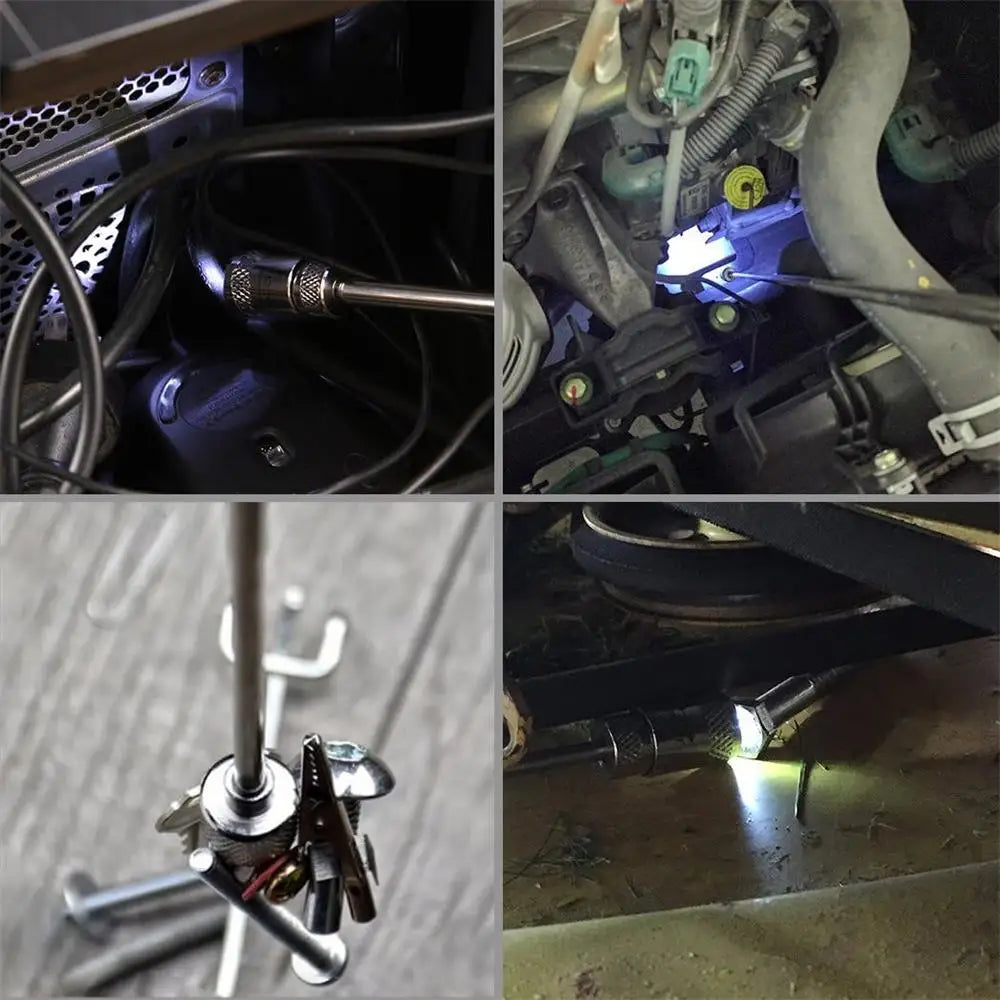 Telescopic Magnetic Iron Suction Rod with LED Light Metal Pick-up Tool DIY Strong Magnetic Metal Screw Suction Rod Pick-up Tools