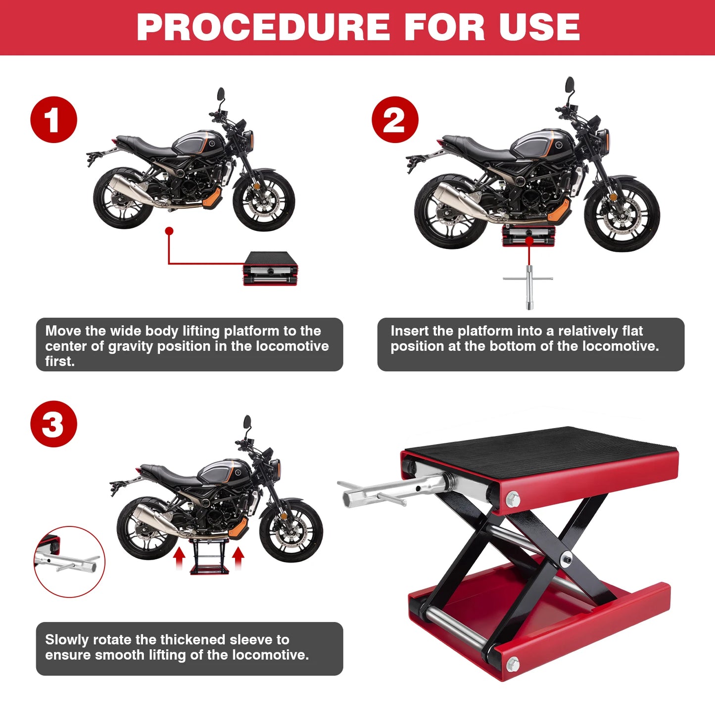 Motorbike Jack Heavy Duty Steel Motorcycle Lift Scissor Lift Motorcycle Stand Scissor Jack Buggy Stand Repair Tool