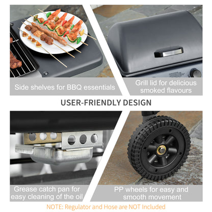 Outsunny 2 x 2.8kW Burner Gas BBQ - Grey