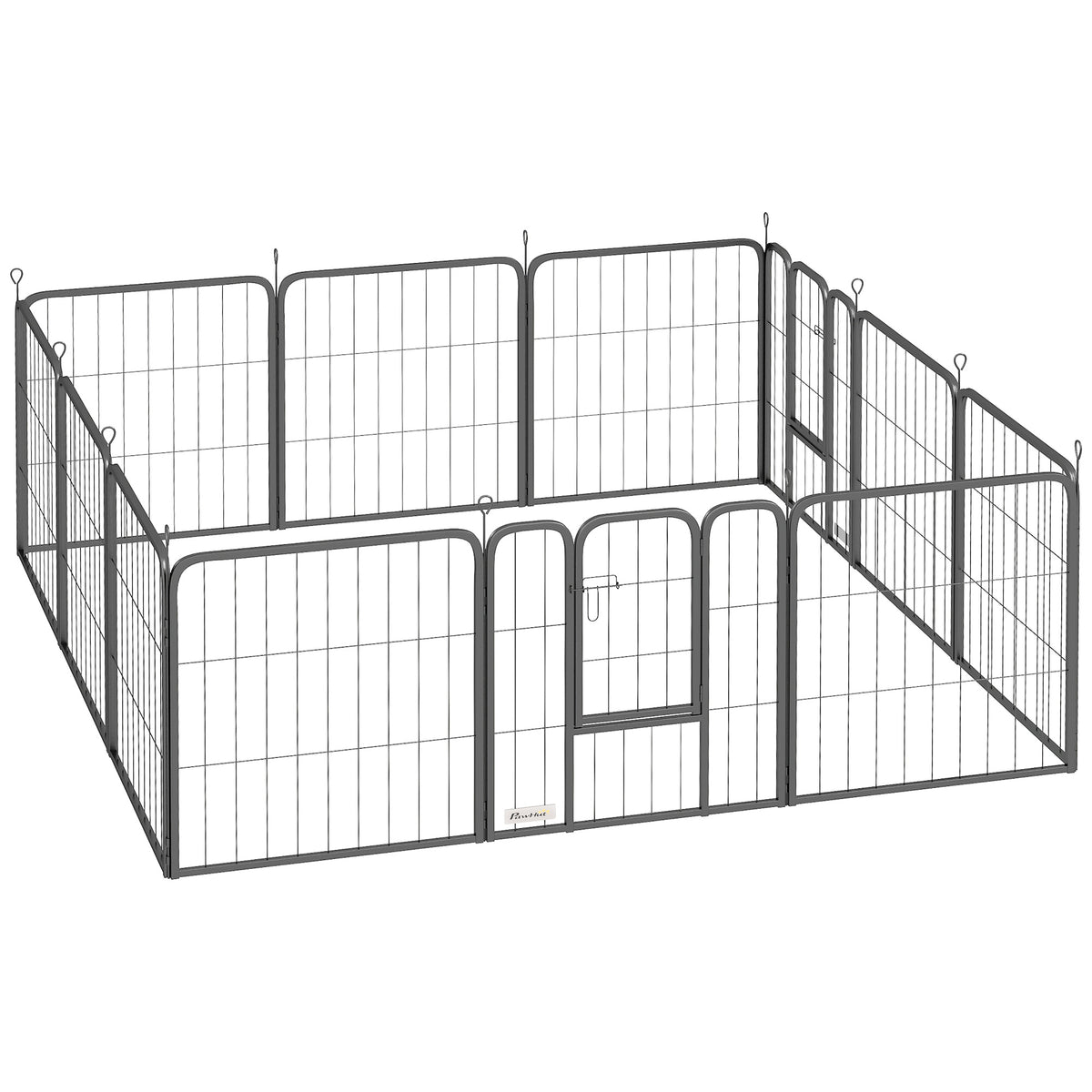 PawHut 12-Panel Solid Dog Playpen with Doors, for Small Dogs, 60cm High, Black