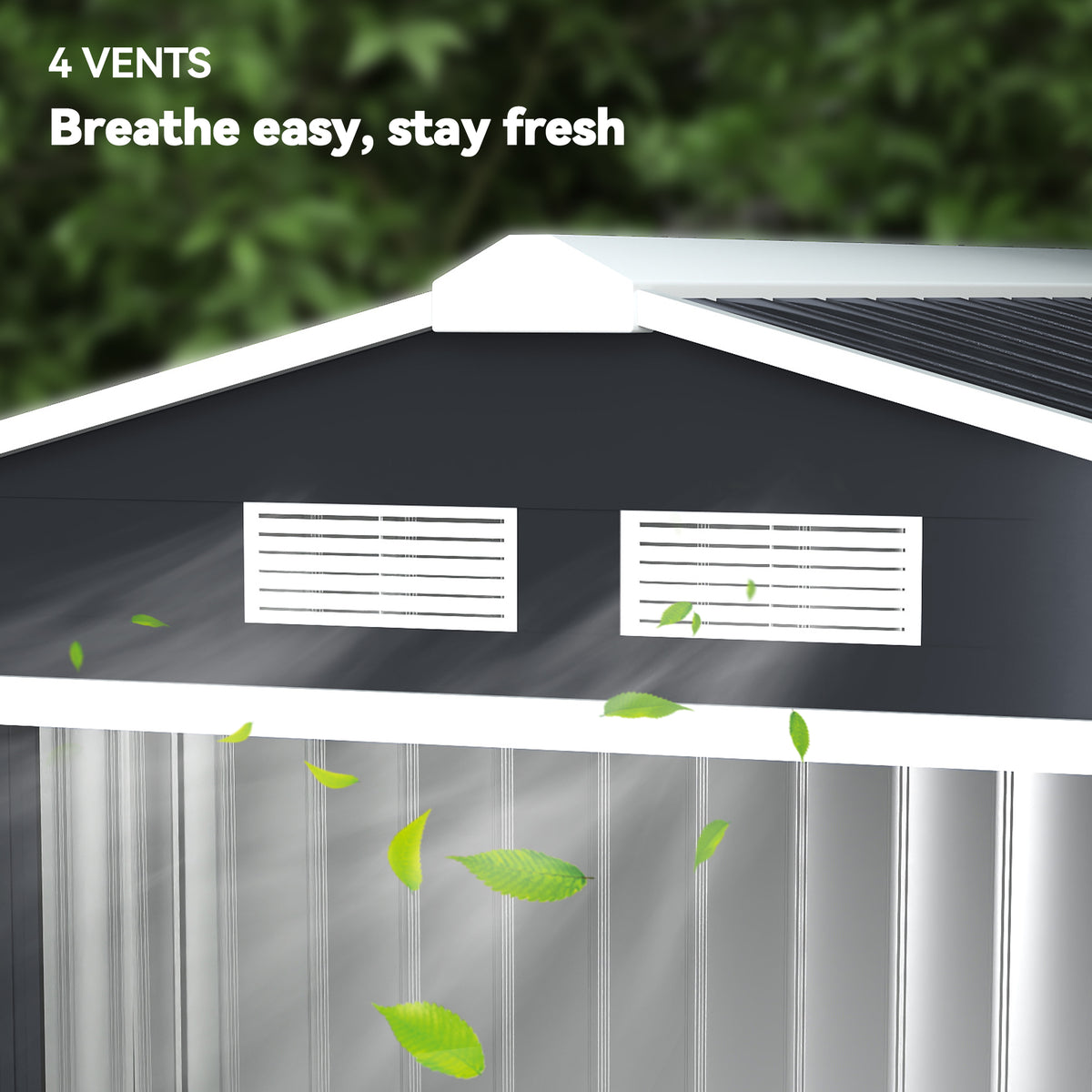 Outsunny 7 x 4ft Weatherproof Shed, Outdoor Bike Storage Shed with Ventilation Slots, Foundation Kit and Lockable Double Doors, Dark Grey
