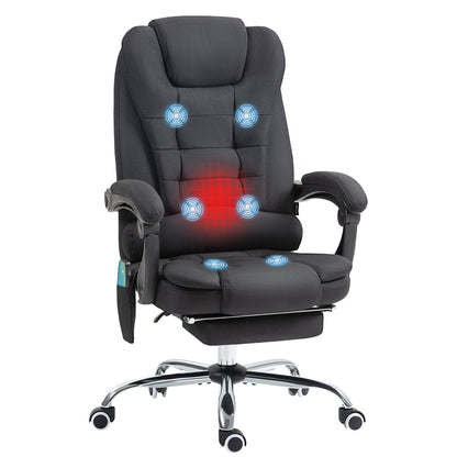 Vinsetto Six-Point Massage and Heated Office Chair with 135°Recline Back - Black