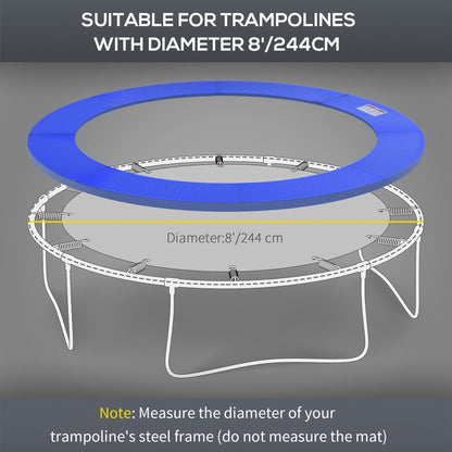 HOMCOM 8ft Trampoline Pad, Φ244cm Trampoline Accessories Surround Pad Thick Foam Pads Padding Replacement Spare, No Holes for Pole, Blue