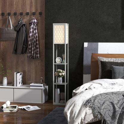HOMCOM Three-Shelf Standing Lamp - Grey/White