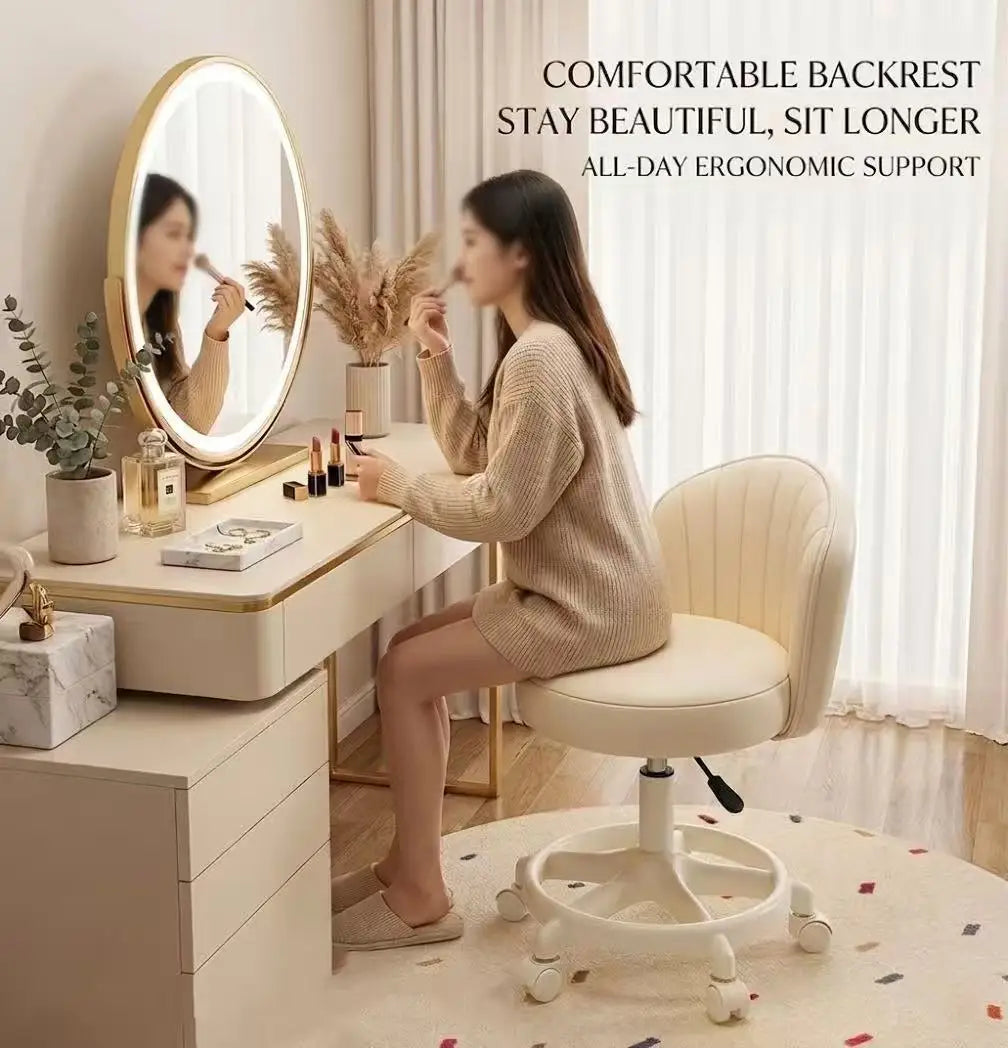 Ins Style Desk Chair Swivel Rolling Chair With Footrest Adjustable Height Home Computer Task Chair For Bedroom Make Up