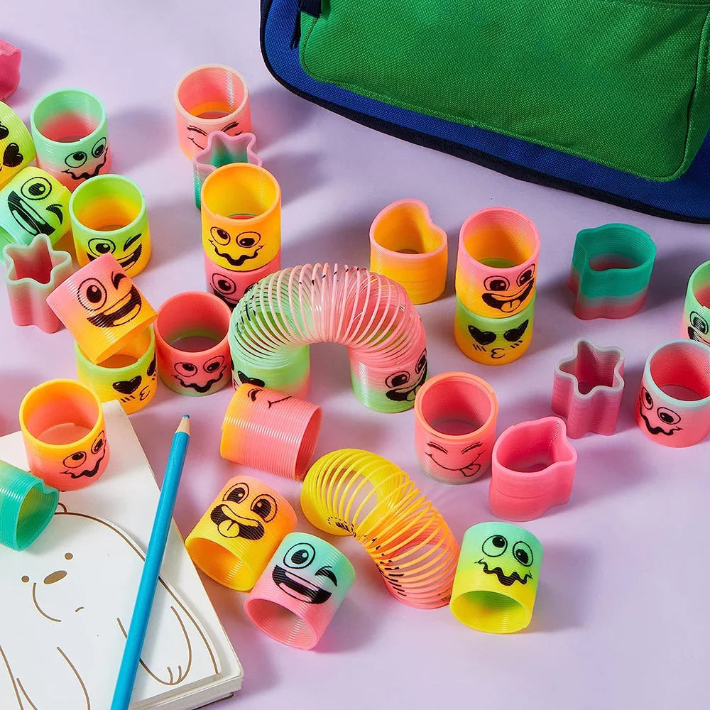 10/30PCS Rainbow Magic Spring Round Toys Gradient Fingertip Coil Fun Children's Toys Party Gifts