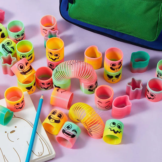 10/30PCS Rainbow Magic Spring Round Toys Gradient Fingertip Coil Fun Children's Toys Party Gifts