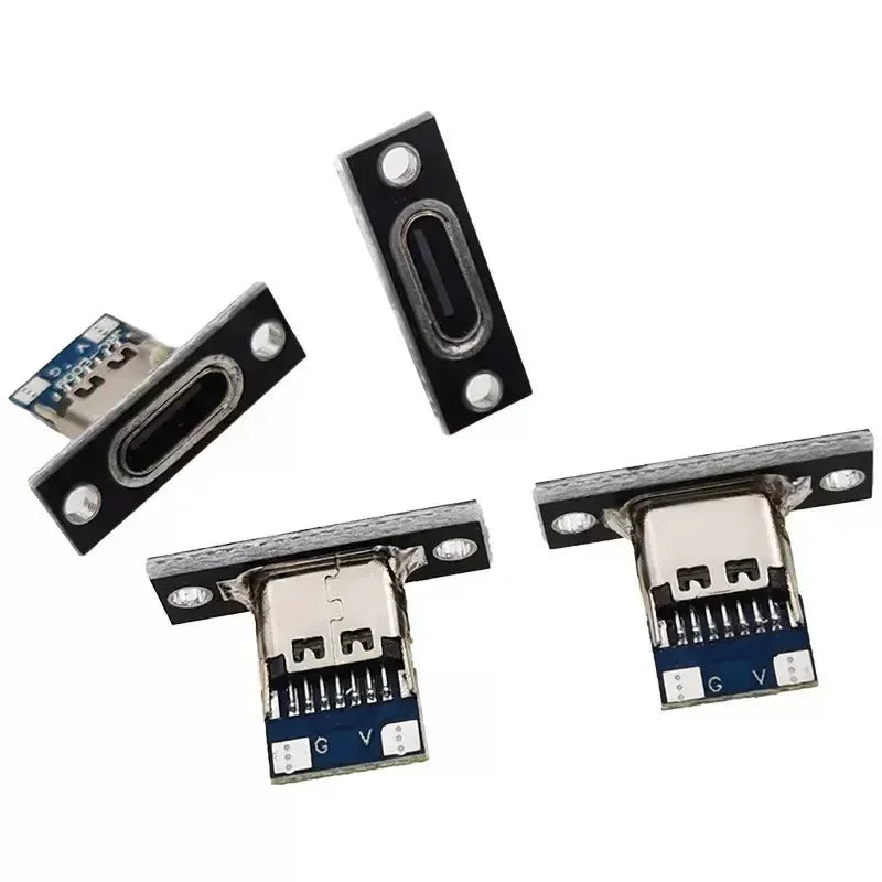 USB 3.1 Type C Socket with Screw Fixing Plate Type-C USB Jack 3.1 Type-C 4Pin 2Pin Female Connector Jack Charging Port