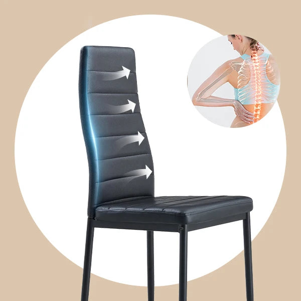 Modern Dining Chairs, Kitchen Chair Leather with Metal Legs and Foot Pads,Thick Padded Seats,Backrest Set