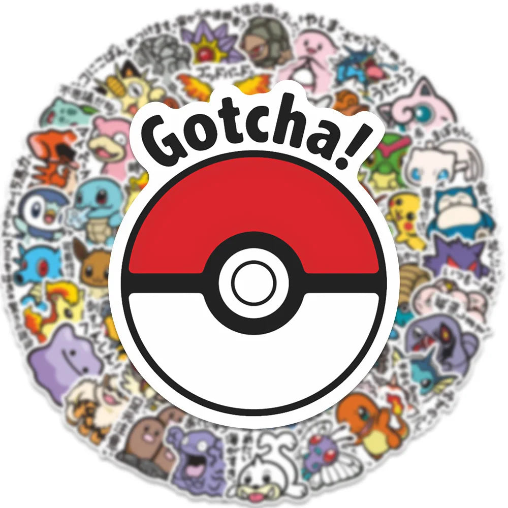 56PCS Cute Anime Pokemon Stickers Cartoon Pikachu Graffiti Sticker for Laptop Motorcycle Stationery DIY Kids Toys Decoration