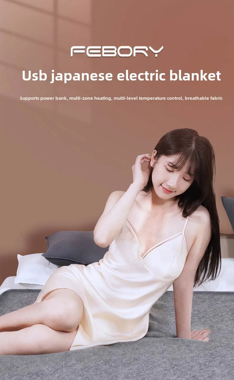 6 Area 10W DC Heated Mat Plush Electric Blanket Single Mattress USB Type-C Interface Portable Washable Office Bedroom Outdoor