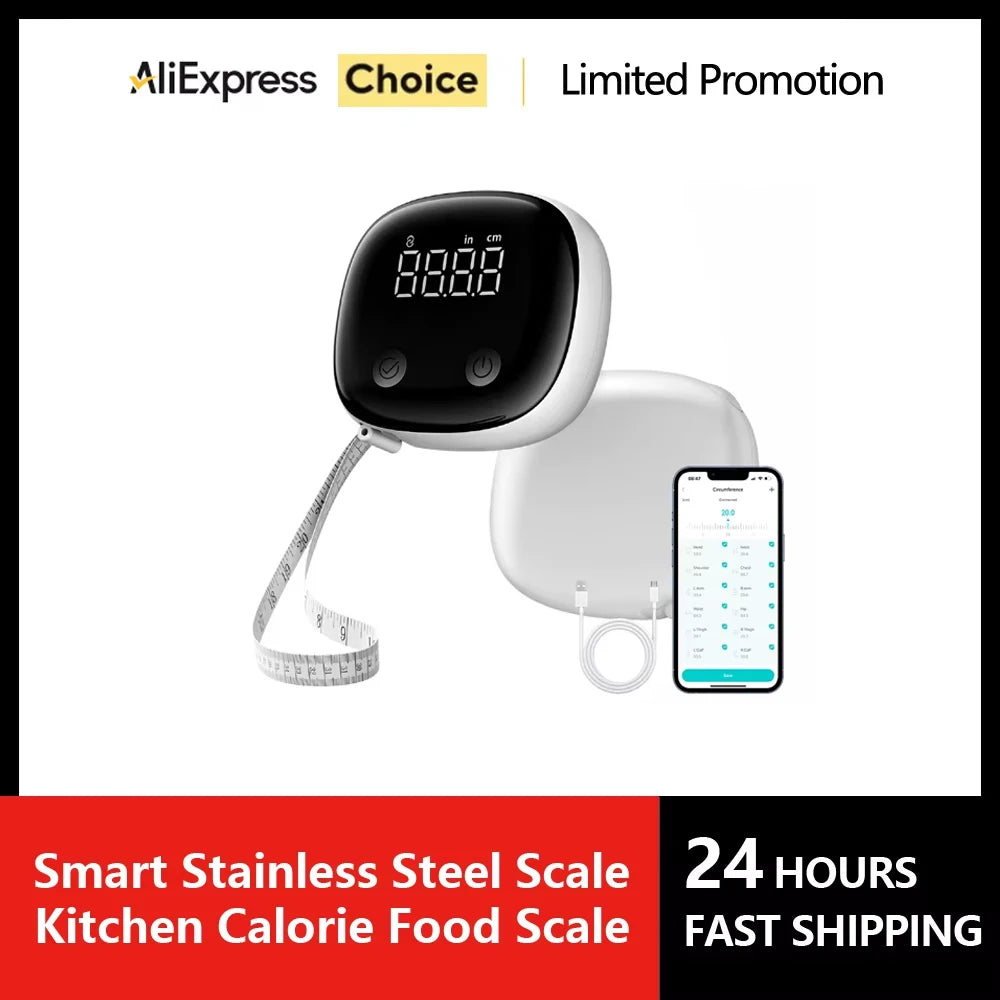 Smart Kitchen Scale Stainless Steel Food Calorie Protein Fat Carbs Nutritional Calculator 11LB/5kg Weight for Healthy Cooking