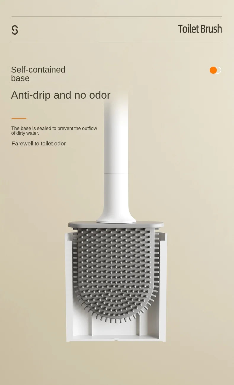 1 mini silicone toilet brush set, wall mounted and standing dual-purpose, soft silicone brush, easy to clean toilet corners