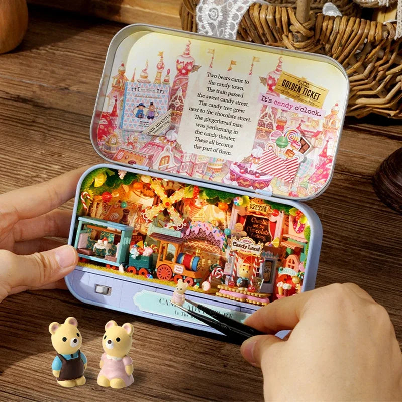 DIY Wood DollHouses Handmade Funny Box Theatre Miniature Box Cute Doll Houses 3D Puzzle Assembly Kits Birthday Gift Wooden Toys