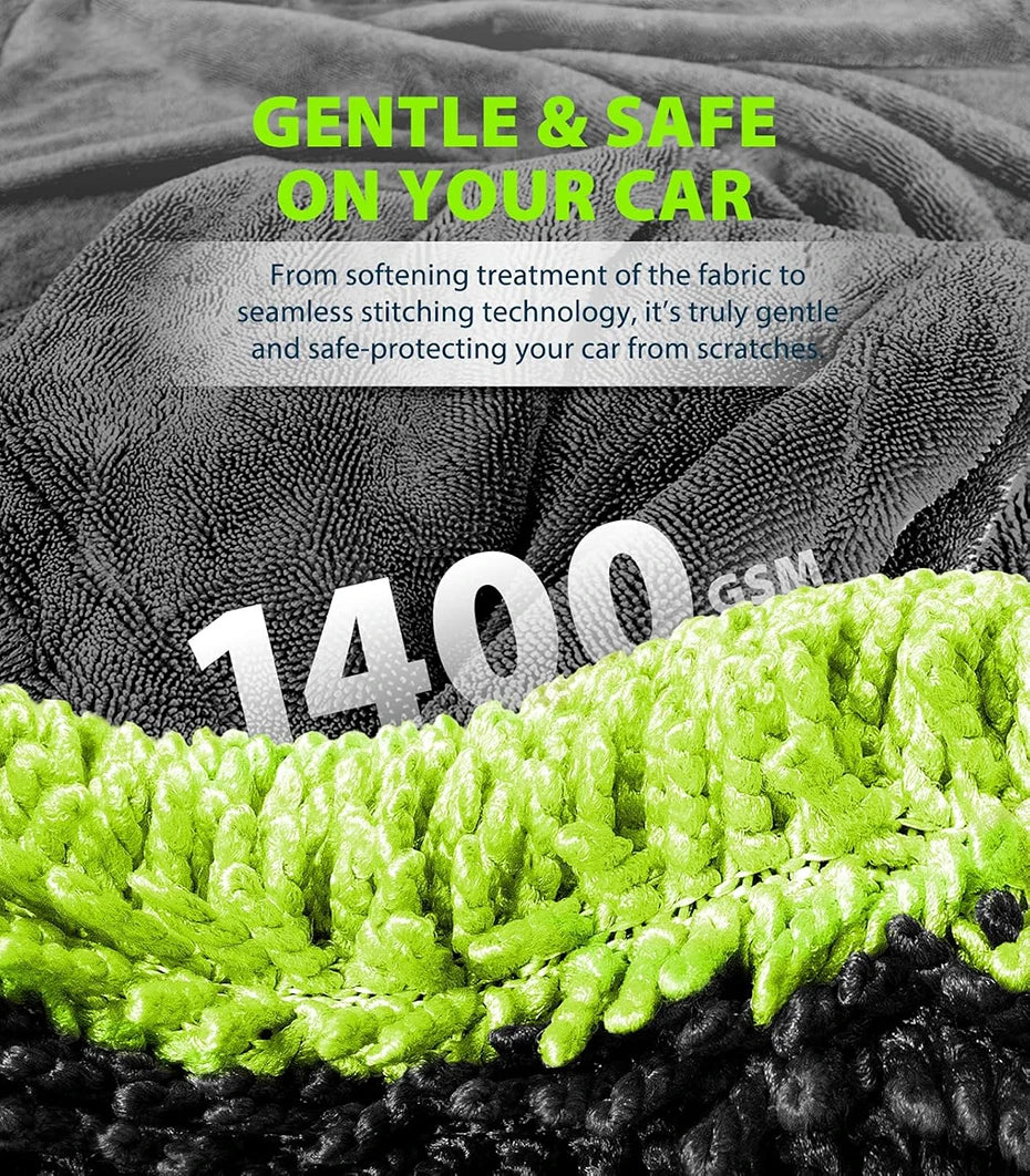 1400GSM Ultra-Thick Drying Towel for Car/Motorcycle Oversized 60x120cm Cleaning Cloth Soft High Absorbent Car Detailing Towel