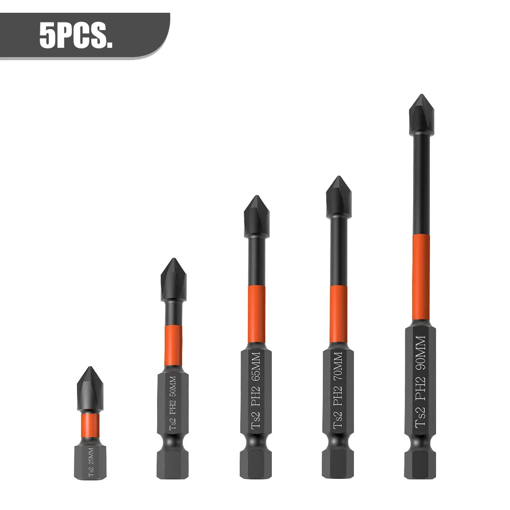 Strong Magnetic Batch Head PH2 Cross Screwdriver Set Impact Drill Bit Screw Alloy Steel Non-slip Cross Screwdriver 25-150mm