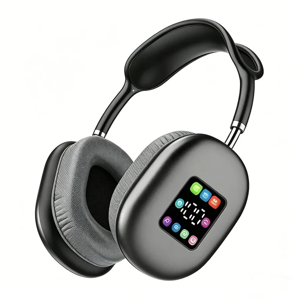 KEBIDUMEI Bluetooth 5.3 Headphones with Color Screen ANC HIFI Stereo Wireless Headsets FM Radio 3.5mm AUX Over Ear Earphones
