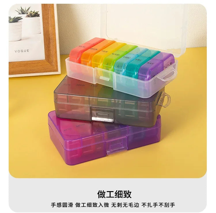 1PC Weekly Pill Case Pillbox 7 Days Medicine Tablet Box Portable Travel Drugs Storage Organizer Secret Compartments Pill Box