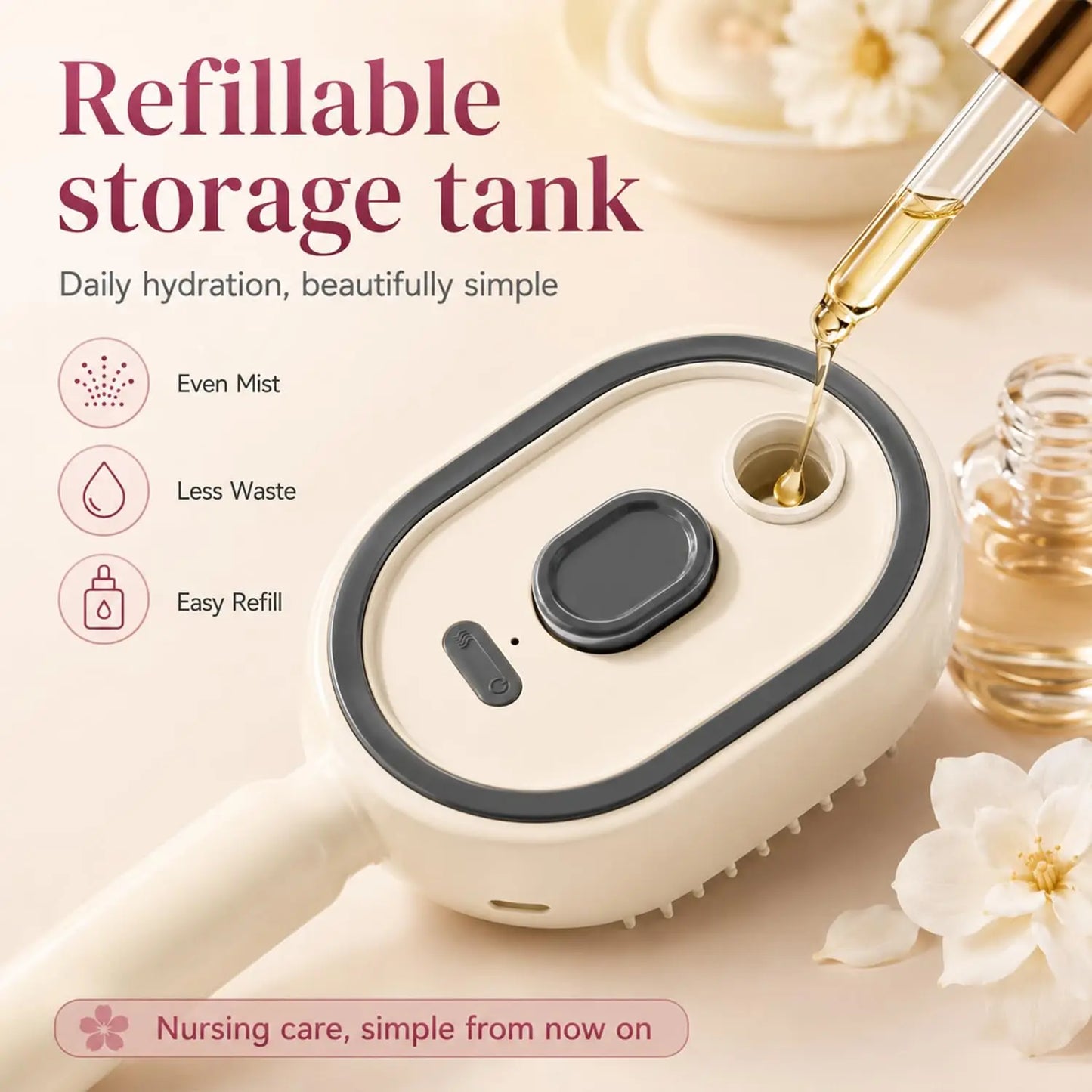 Electric Spray Hair Brush Misting Hair Brush with Water Spray Reduce Frizz Anti-Static Electric Spray Air Cushion Comb